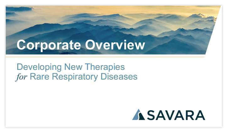 Thumbnail of Savara Corporate Presentation title slide